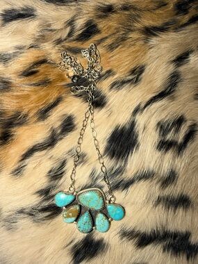 Kingman Turquoise Stone Sterling Silver Necklace